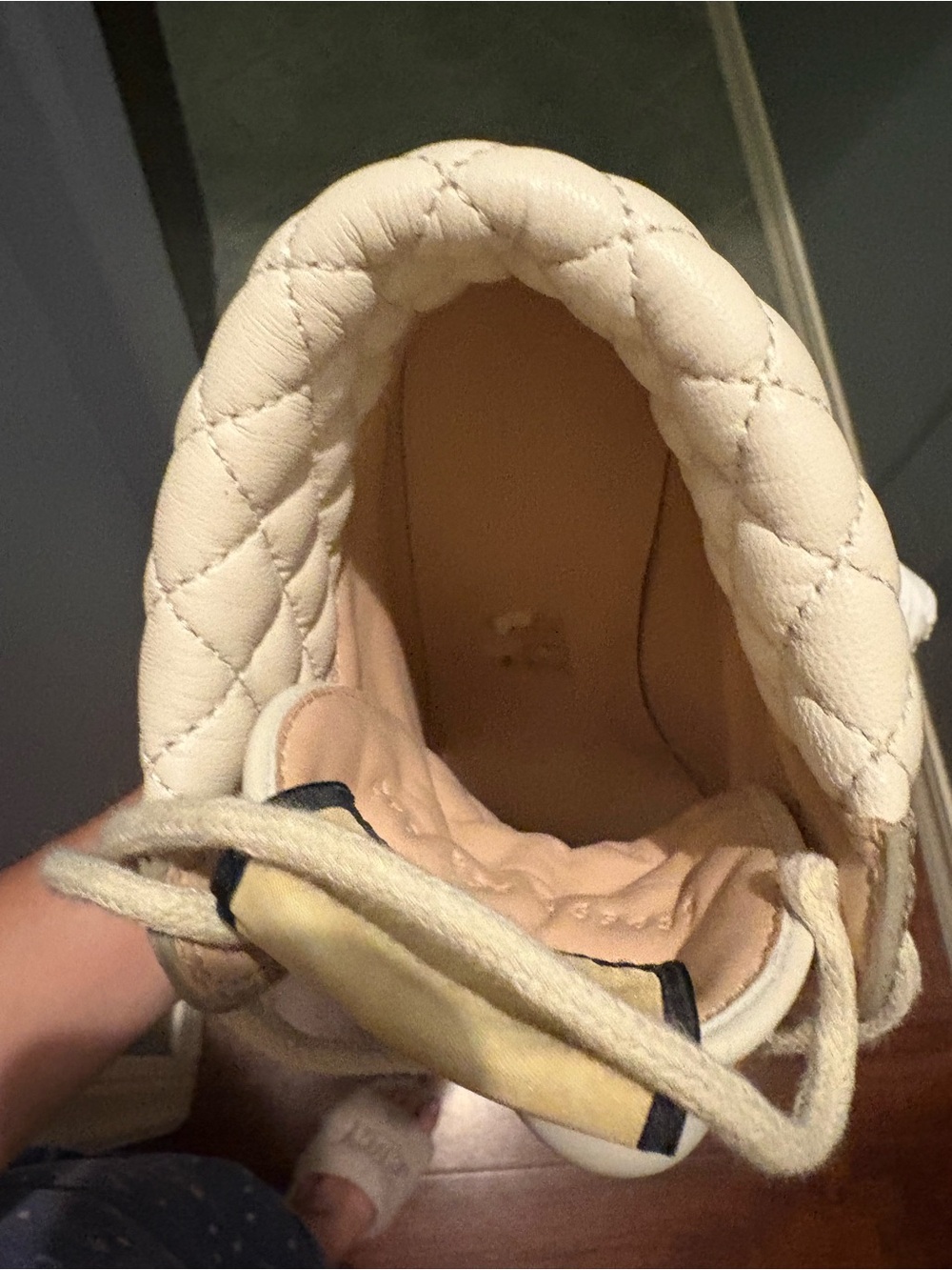 Gucci Cream, Brown & Tan Quilted-Collar Lug Sole Ankle Boot - Picture 9 of 9